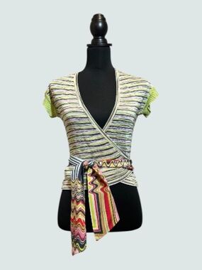 M by Missoni Wrap Knit Short Sleeve Sweater